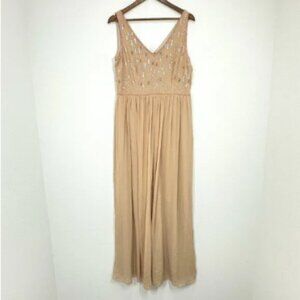 Adrianna Papell Size 14 Dress Peach Beaded Flowy Formal Bridesmaid Wedding Guest
